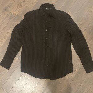 ASOS Black Striped Sheer Buttondown sz L